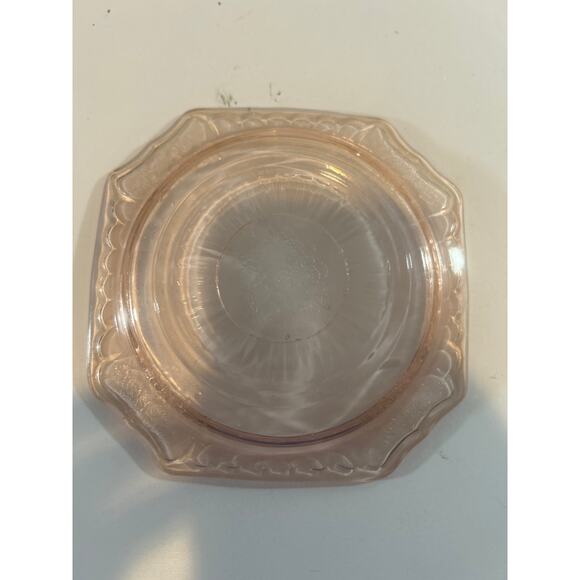 Pink Depression Glass Plate 6” Bread Dessert Cherry Blossom set of 2 plates - Picture 3 of 5